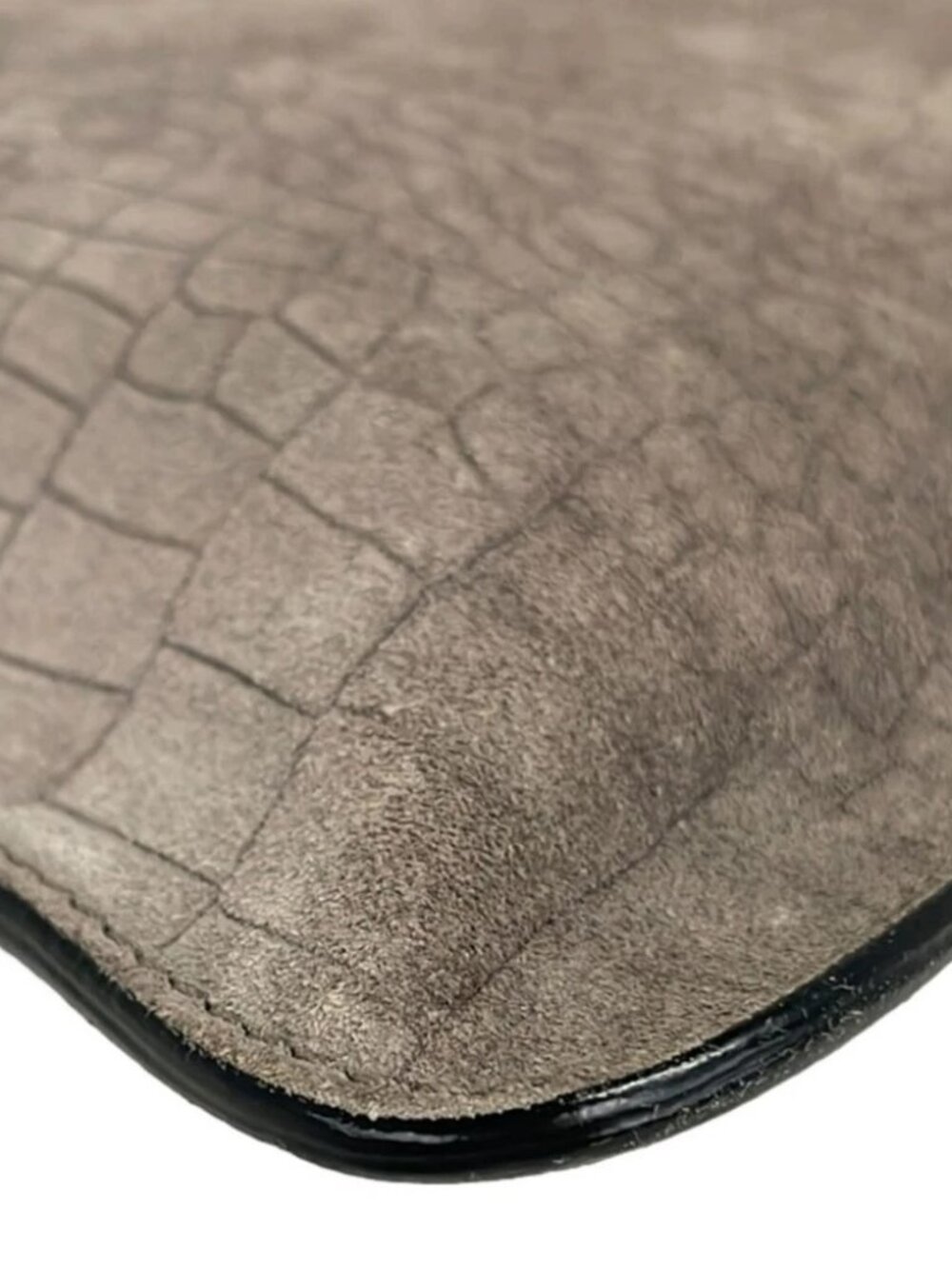 JIMMY CHOO - Gray Beige Black Leather Clutch Bag - Picture 6 of 10